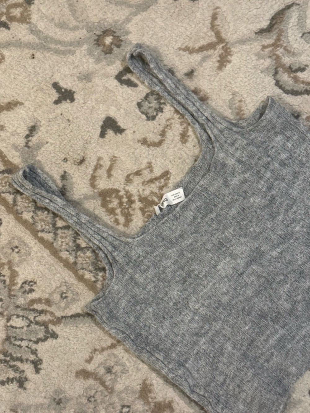 Mango Grey Ribbed Woo Cropped Top
